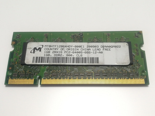 Memoria Ram Micron Para Notebook Ddr2 1gb 800 Mhz