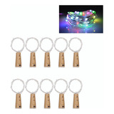 10pcs Botella Tapa Luz Cadena 2m Luces Corcho Multicolor