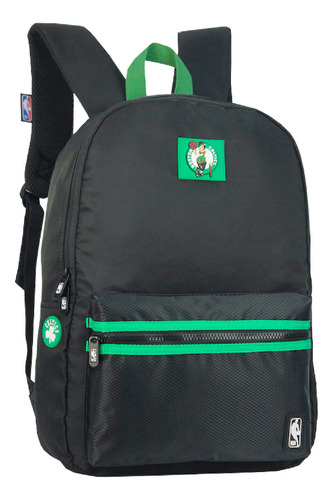 Mochila Deportiva Nba Equipos Basquet Urbana Acolchada Color Negro/verde