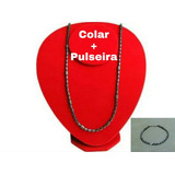 Colar Magnético De Hematita + Pulseira Cilindro