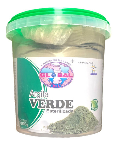 Argila Pronta 100% Natural Esterilizada Verde 1kg