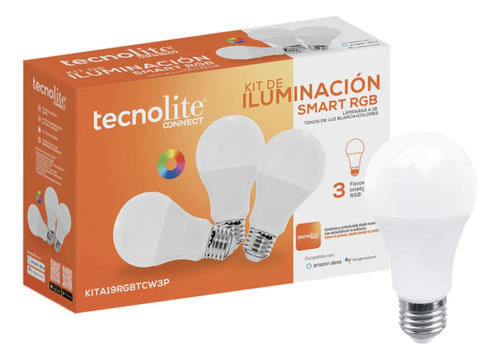 Kit 3 Focos Rgb Inteligentes Wifi, Bluetooth, Tecnolite