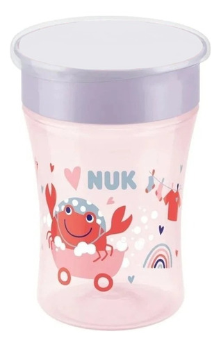 Vaso Nuk Bebe Magic Cup 250 Ml 8 Meses 360 Vasito Involcable Color Rosa Estampado