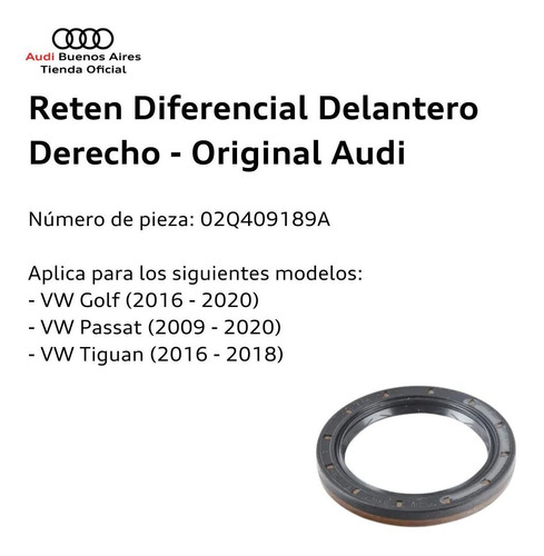Reten Diferencial Delantero Derecho Audi A1 2015 Foto 3