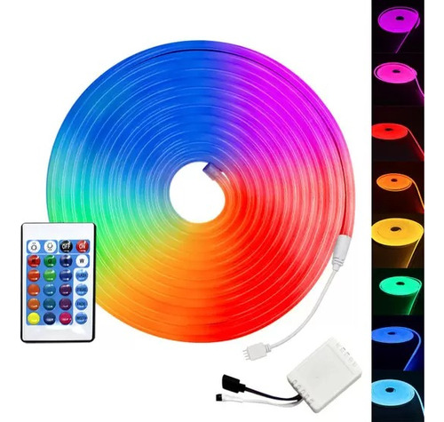 Kit 24 Mangueira Fita Led Rgb Neon 12v 5m Flexível Fonte 5a