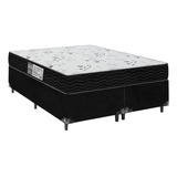 Cama Box Queen Bipartido + Colchão D33 One Face- Suede Preto