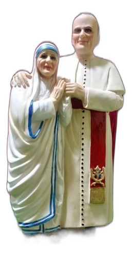 Santa Teresa De Calcuta Y San Juan Pablo Ii Fig Resina 30cm