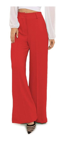 Calça Pantalona Feminina Alfaitaria Wide Leg Social