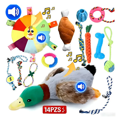 14 Pzs Con Dos Juguetes Vocales De Cuerda Para Morder Perros | MercadoLibre