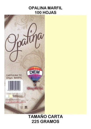 Papel Opalina Gruesa Color Marfil Diem Carta 100 Hojas 225gr Color Beige