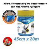 Filme Mascaramento Eletrostático Com Fita Adesiva 45cm X 20m