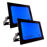 Kit 2 Refletores Microled 50w Azul Ip67 Externo Decorativo