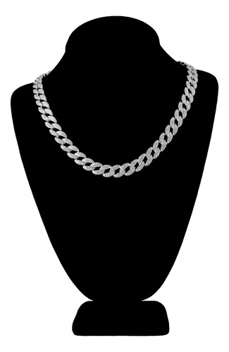 Cadena Gruesa Cubana Zirconia 55 Cm Plata 925 Hombre Mujer