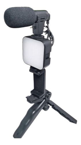 Kit Palo De Selfie,luz Y Micrófono Control Bluetooth Luz 5w Color Negro