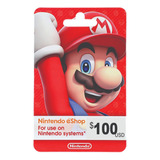 Cartão Nintendo Eshop Switch Card Usa $100 Dólares Americano