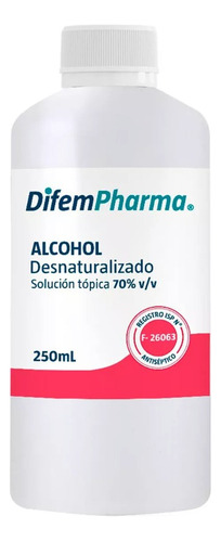 Alcohol  Desnaturalizado Al 70% Difempharma 250 Ml...