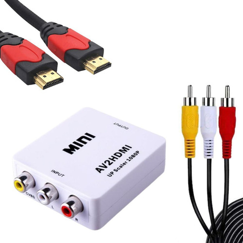 Convertidor Rca Av A Hdmi Completo De 1080p Con Cables De Audio Y Vídeo