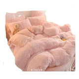 Plumón Edredón Peluche Con Suavetina Cama Queen Rosa Bebé 