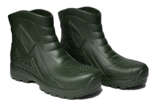 Botas Moto Pvc Goma Impermables Lluvia Verde Militar Trabajo