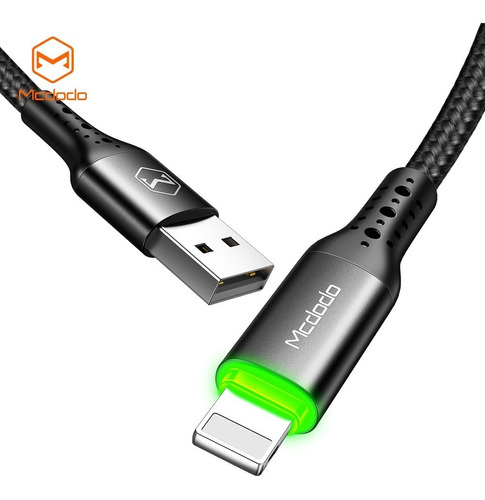 Cable Usb A Para iPhone Ca-7411 Mcdodo, Luz, 1.8mts Color Negro