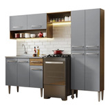 Cocina Integral 229cm Con Tarja Emilly Madesa Rúst/gris 10