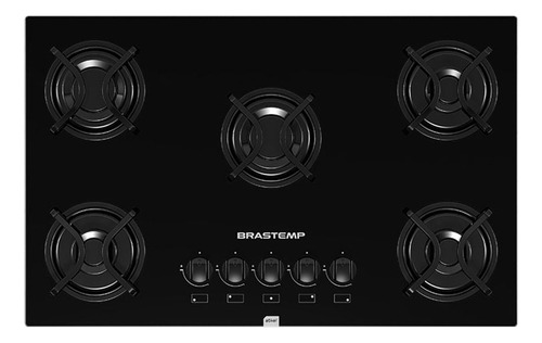 Cooktop A Gás Ative 5 Bocas Bdd75 Vidro Preto Biv Brastemp