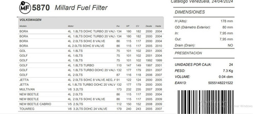 Mf5870 Filtro Gas Audi A3 A4 Tt: Chery Otinoco Orinoco A3 Foto 7