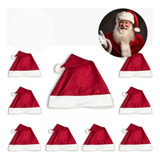 Kit 10 Gorro Touca De Papai Noel Linha Luxo De Cetim Atacado