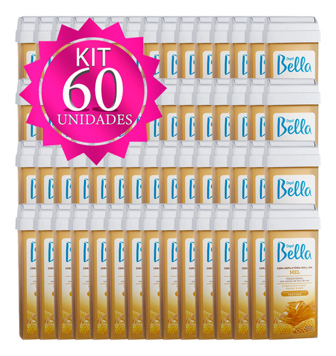 Kit 60un Cera Rollon Depil Bella Mel 100g Depilação