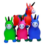 Unicornio Caballito Saltarín Con Sonido Inflable Niños Blanc