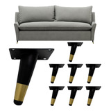 Kit 8 Patas Contemporaneas De Acero Mueble Sofa Negro Dorado