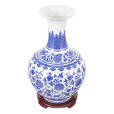 Jarrón De Cerámica De Porcelana Azul Y Blanco Con Decoración