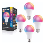 Pack 4 Focos Led Inteligente 10w Rgb + Cct Con Alexa Google