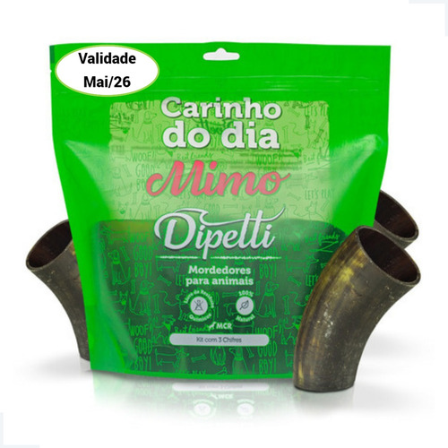 Kit Mordedores Naturais Cães 3 Chifres Bovinos Dipetti Mimo