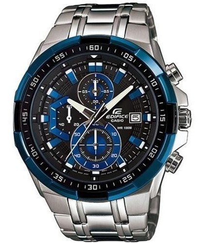 Relogio Edifice Efr-539d-1a2vudf Prata Fundo Azul Completo