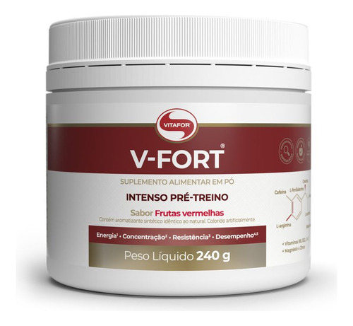 Pré Treino V Fort 240g  Frutas Vermelhas  Vitafor