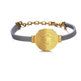 Pulsera Medalla San Benito Religioso Enchapado En Oro 18k