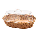 Cesta De Frutas De Vime Com Tampa, Cesta De Pão 35cmx45cm