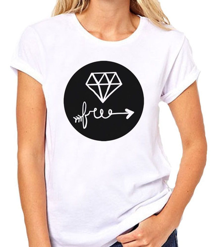 Remera De Mujer Frase Free Libre Flecha Diamante