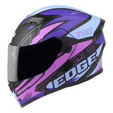 Casco Moto Edge Boss T68 Abatible Doble Visor Dot Color Negro/púrpura Talla L-(59-60 Cm) Tamaño Del Casco L (59-60 Cm)