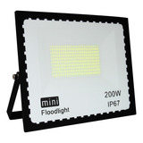 Mini Refletor Holofote Smd Led 200w Preto Ip67 6500k