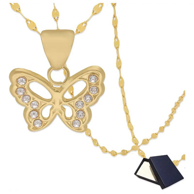 Medalla Dije De Mariposa Con Cadena De Oro Sólido 10k Italy Oro 10k Mujer Oro 10 Kilates Regalo Novia Oro Joyería Fina Novia Medalla Oro Itlay Italiana Grano Granito Cafe 45cm 10 Quilates Gargantilla | Envío gratis