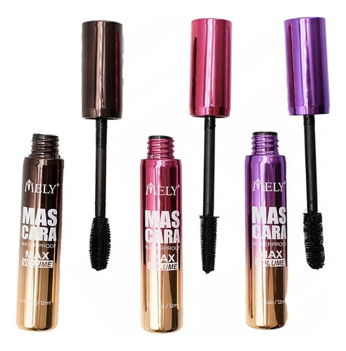 Mascara De Pestañas Max Volumen Color Negro 12ml Mely 