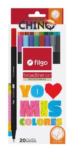 Estuche X 20 Microfibras Filgo Broadliner 0,8mm - Rosario