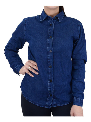 Camisa Feminina Recuzza Jeans Azul Escuro - 1062