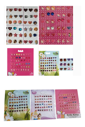 Kit Com 72 Brincos Adesivos Minnie Princesas Kitty Disney