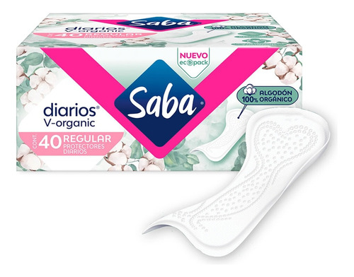 40 Unidades De Protectores Saba Diarios V-organic Regulares