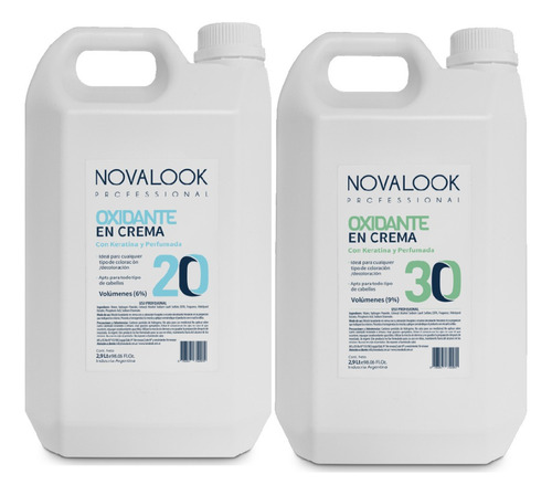 Agua De 20v 30 Volumenes Oxidante X2 Novalook  2900ml Peluq