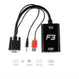 Cabo Vga Macho Para Hdmi Femea Com Audio Usb