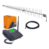 Kit Telefone Celular Rural 2 Chip 3g 4g Wifi + Cabo + Antena